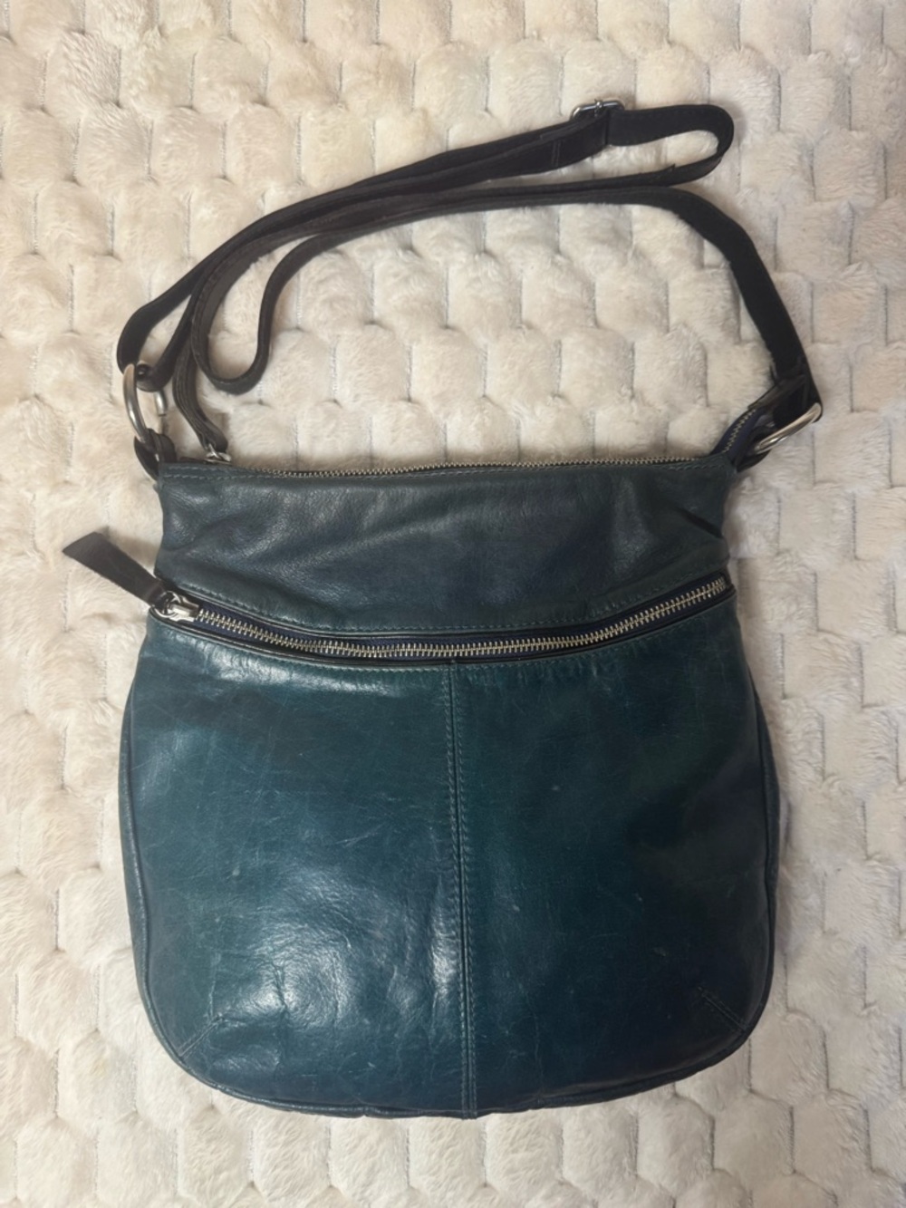 Tano Teal Leather Crossbody Bag